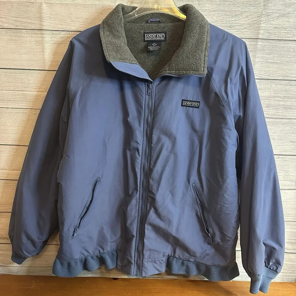 Lands End Men’s Jacket Blue Fleece Lined Coat Size XLarge Tall 46-48 Made in USA - Picture 6 of 6